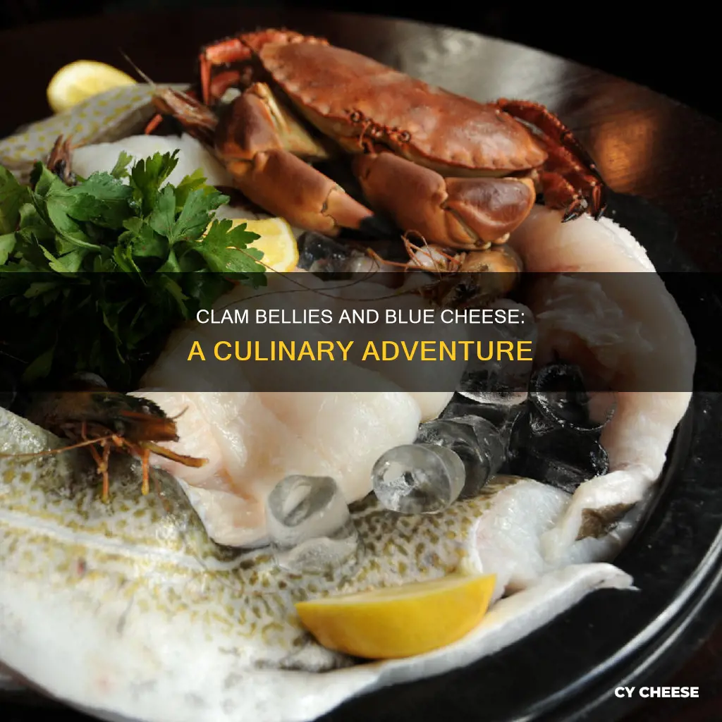 are fried clam bellies served with blue cheese