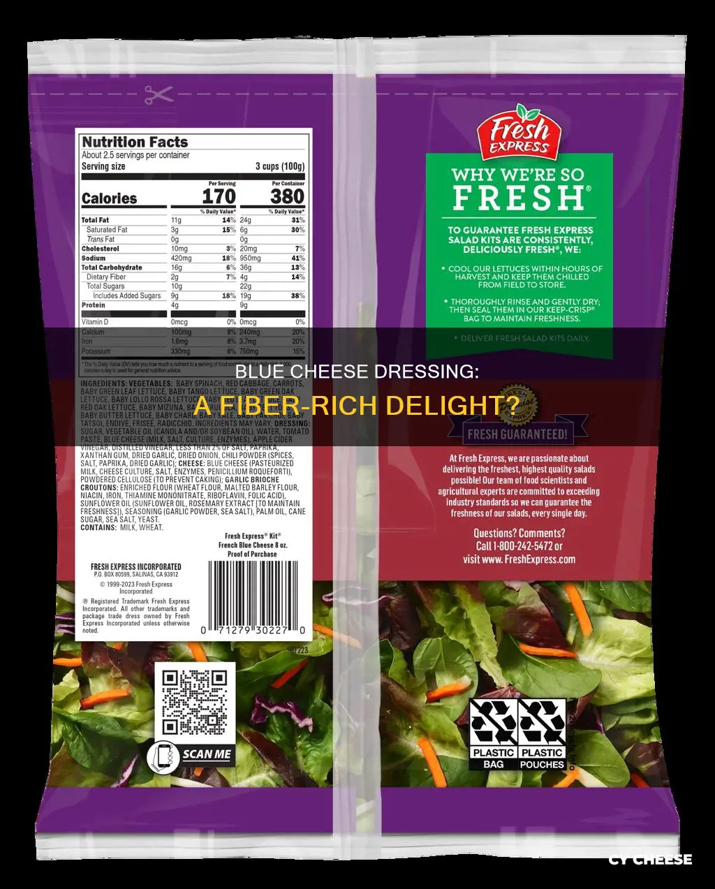 does blue cheese dressing have fiber