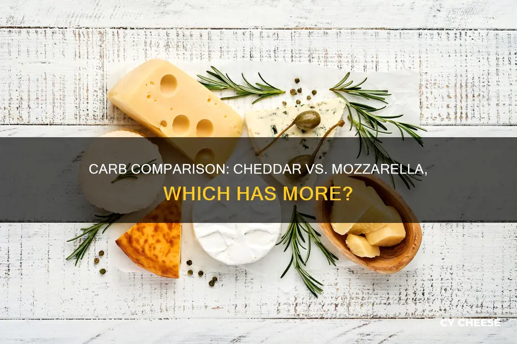 does cheddar cheese have more carbs than mozzarella