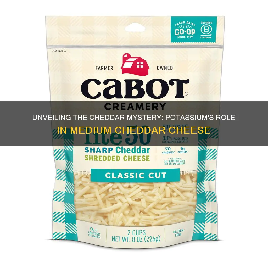 does medium cheddar cheese hsve potassium