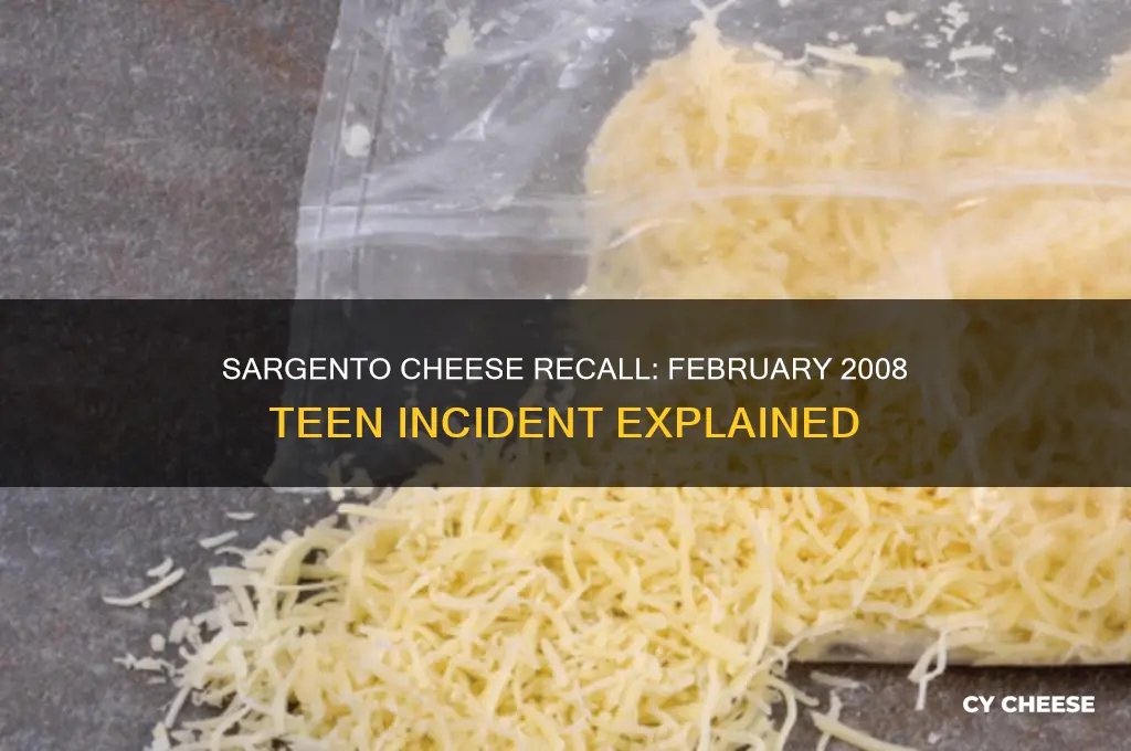 does sargento cheese have a recall in february 2008 teen