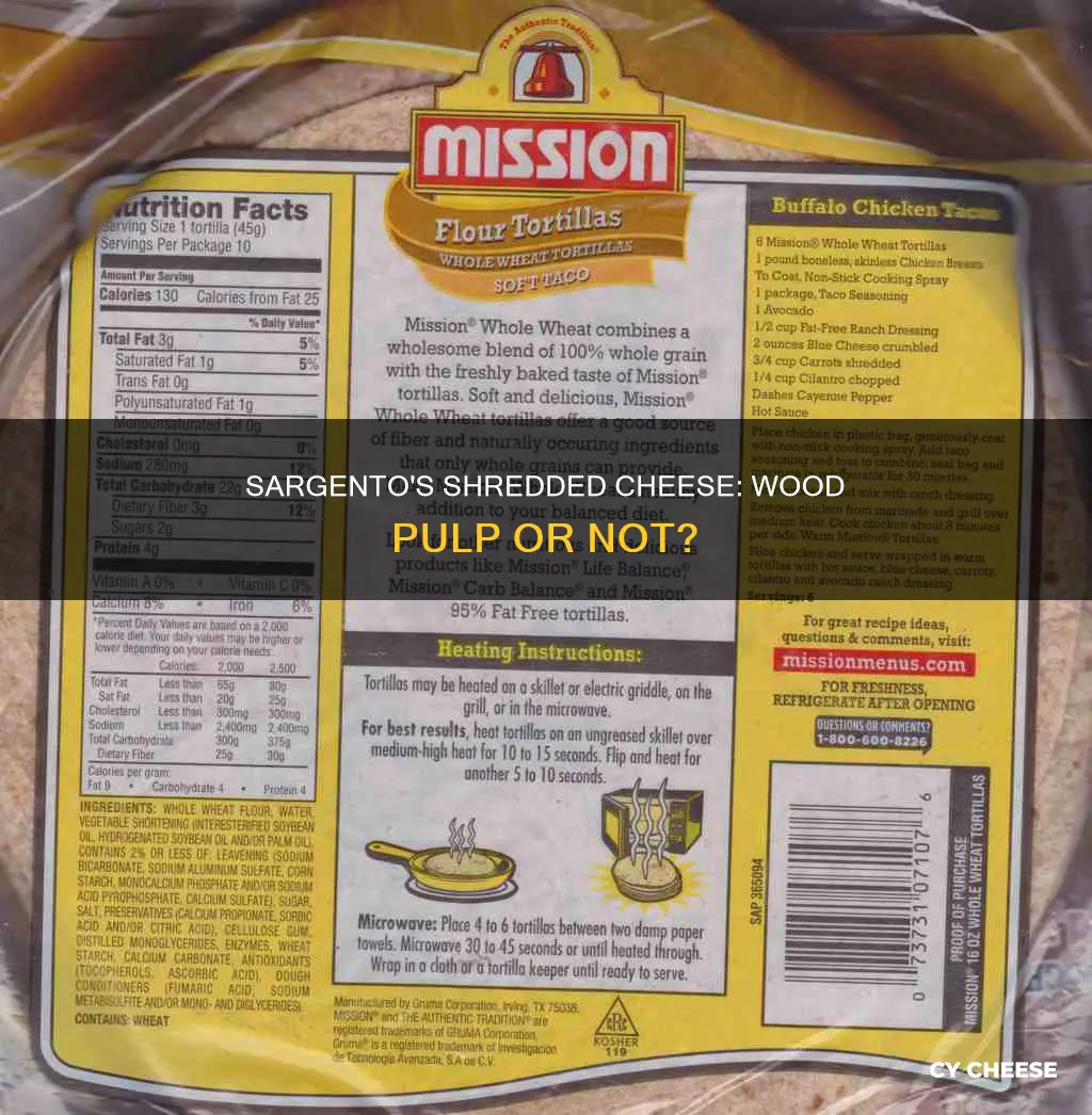 does sargentos use wood pulp in shredded cheese