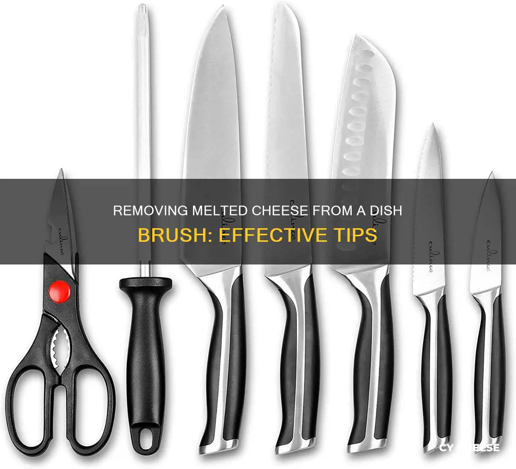 how do you remove melted cheese from a dish brush