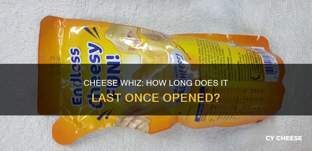 how long does cheese whiz last after opening