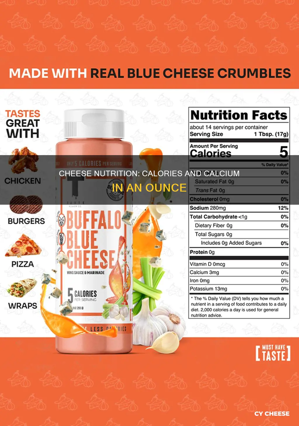 how many calories and calcium in one ounce of cheese