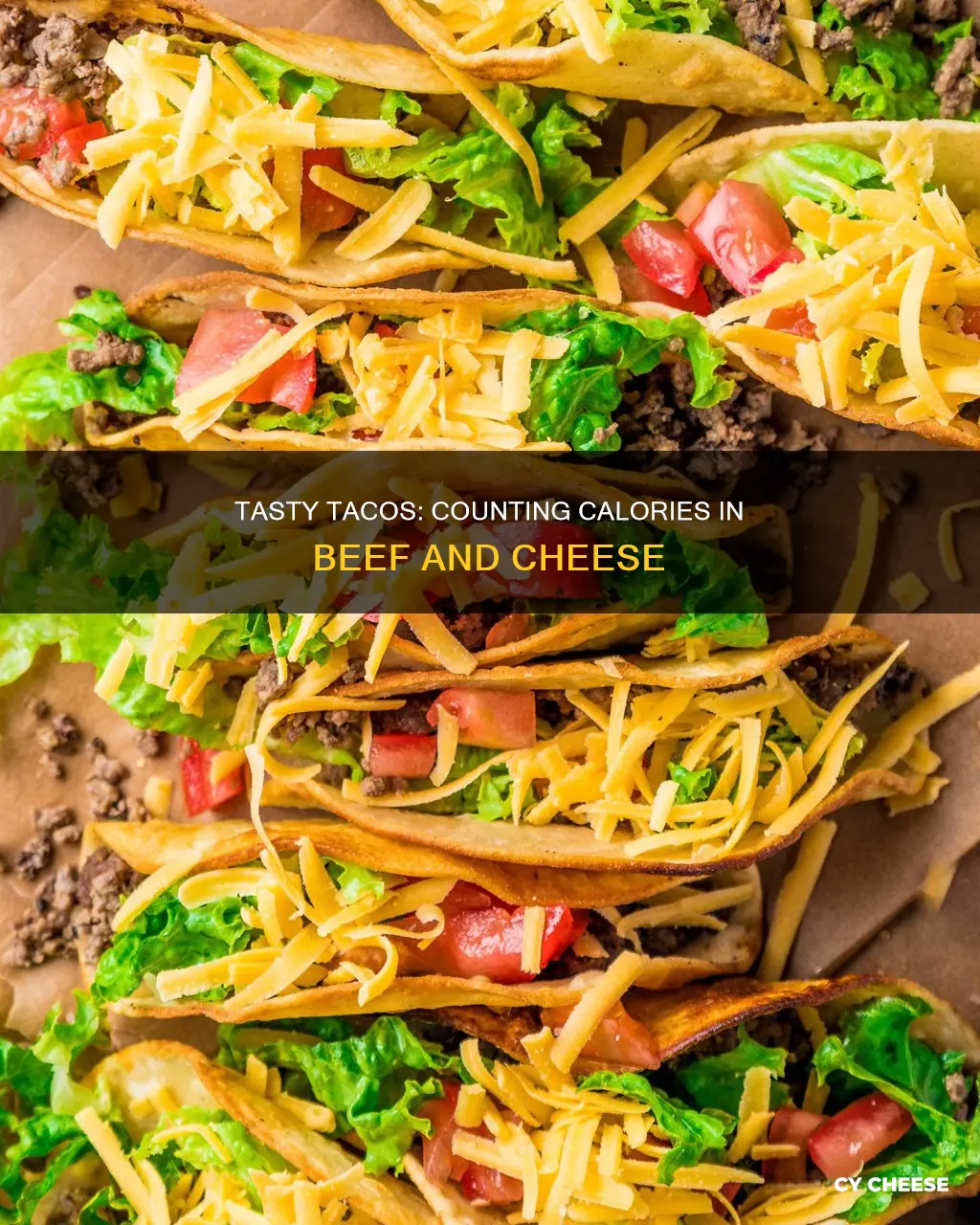 how many calories are in 3 beef and cheese taco