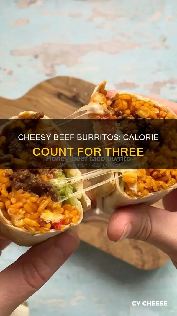 how many calories are in 3 beef burrito with cheese