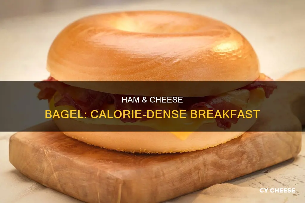 how many calories are in a ham and cheese bagel