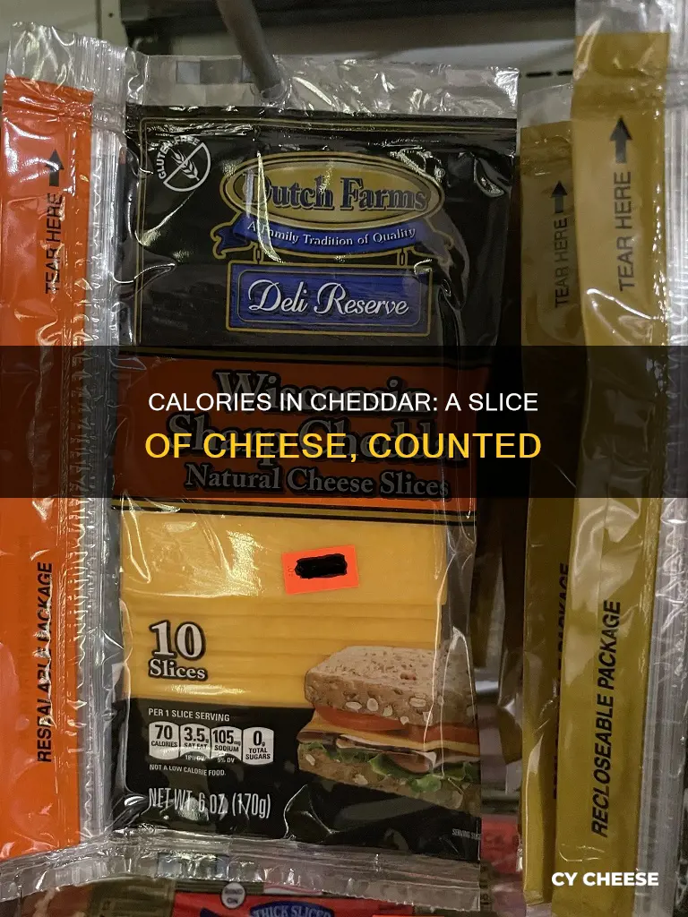 how many calories are in a slice of chedder cheese
