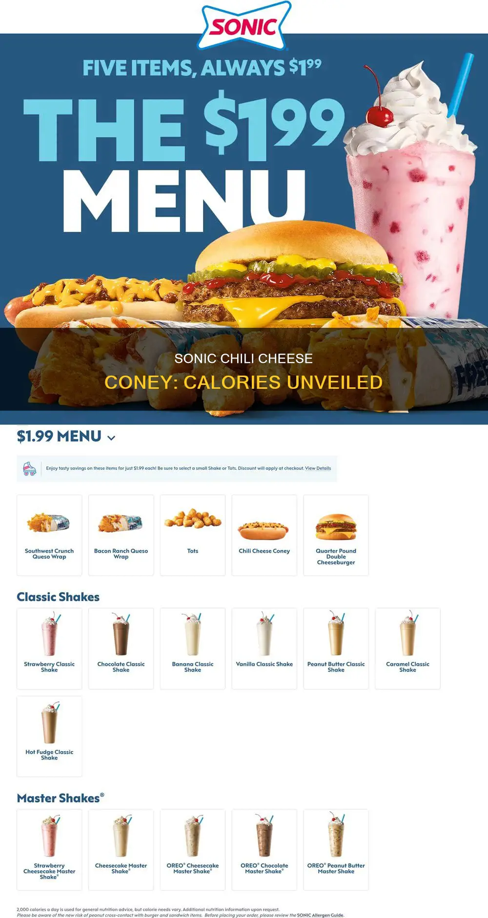 how many calories are in a sonic chili cheese coney