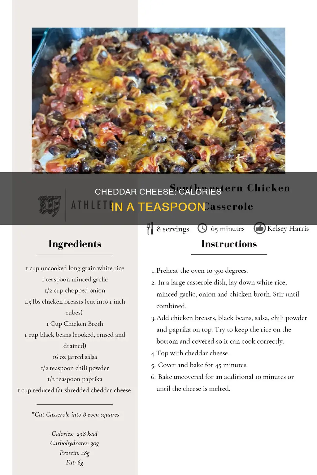 how many calories are in a teaspoon of cheddar cheese