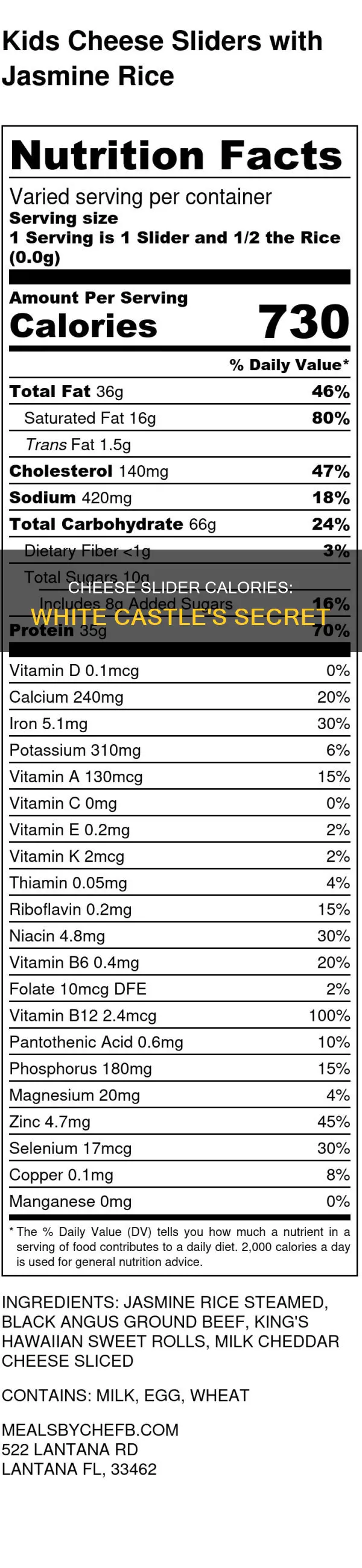 how many calories are in a white castle cheese slider
