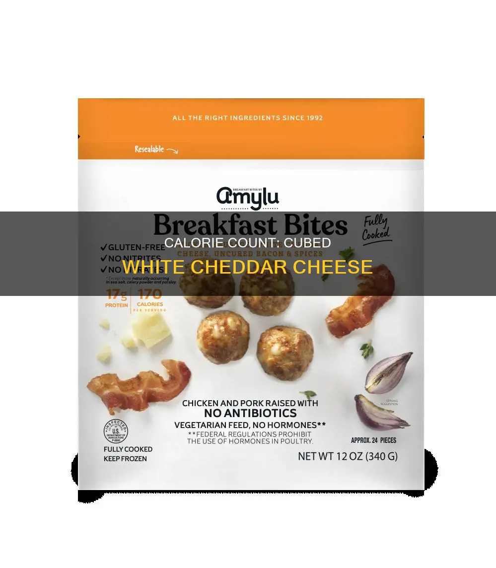 how many calories are in cubbed white cheddar cheese
