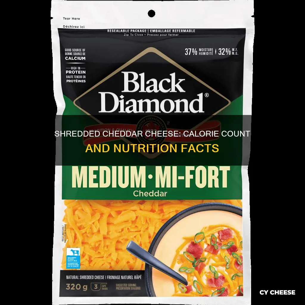 how many calories are in shredded chedder cheese