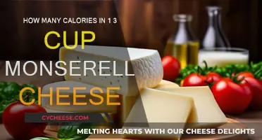 Calories in Mozzarella: 1/3 Cup Cheese Portion