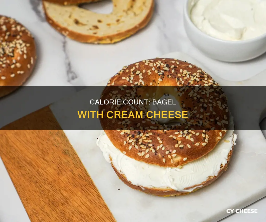 how many calories in 1 gagel wuth crean cheese