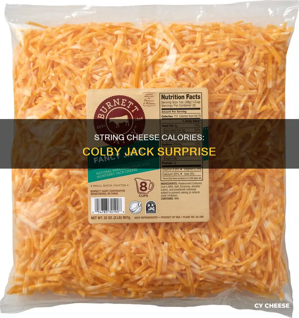 how many calories in 1 piece colby jack string cheese