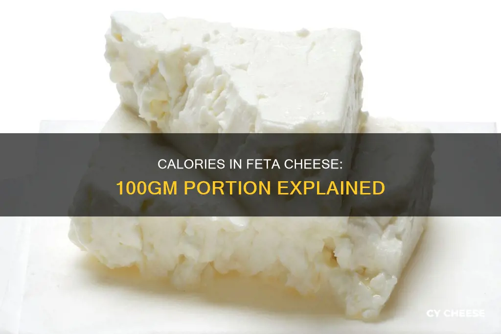 how many calories in 100 gm feta cheese