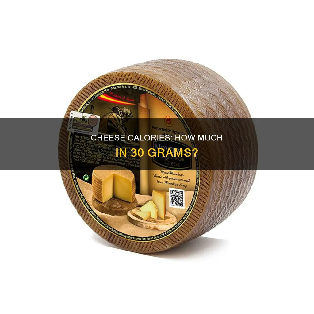 how many calories in 30g cheese
