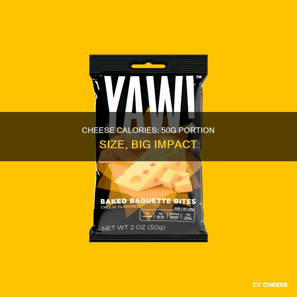 how many calories in 50g of cheese