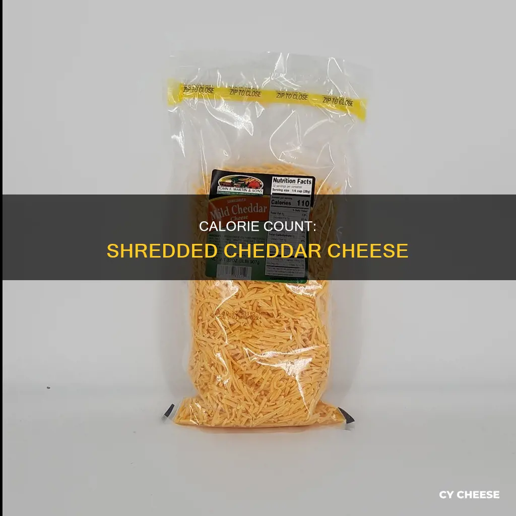 how many calories in 8 ounces shredded cheddar cheese