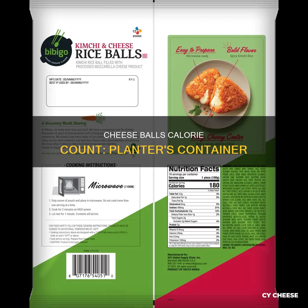 how many calories in a container of planters cheese balls
