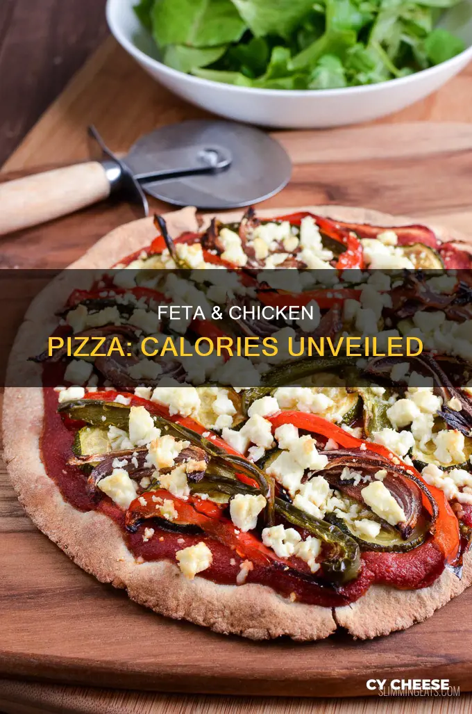 how many calories in a feta cheese and chicken pizza