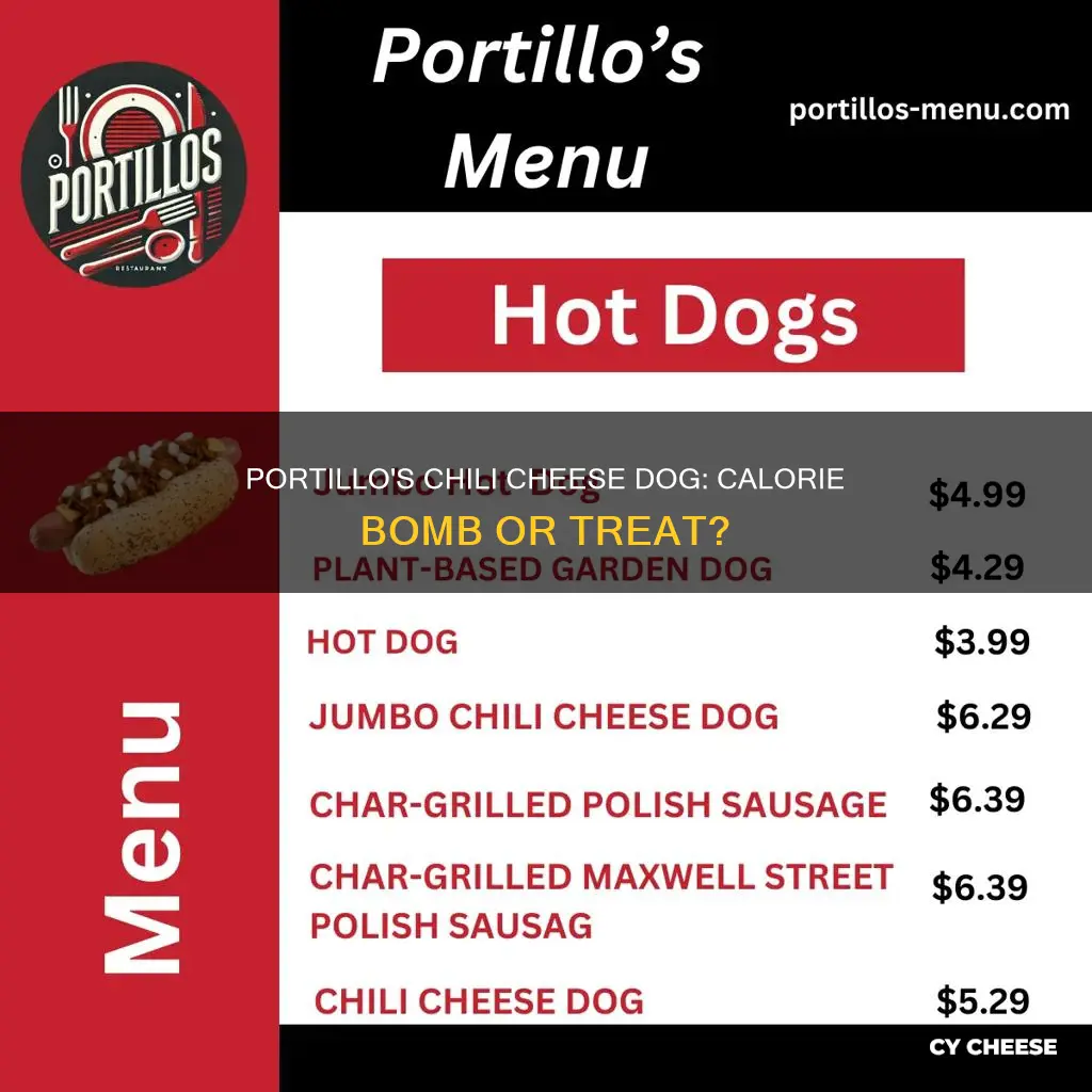 how many calories in a portillos chili cheese dog