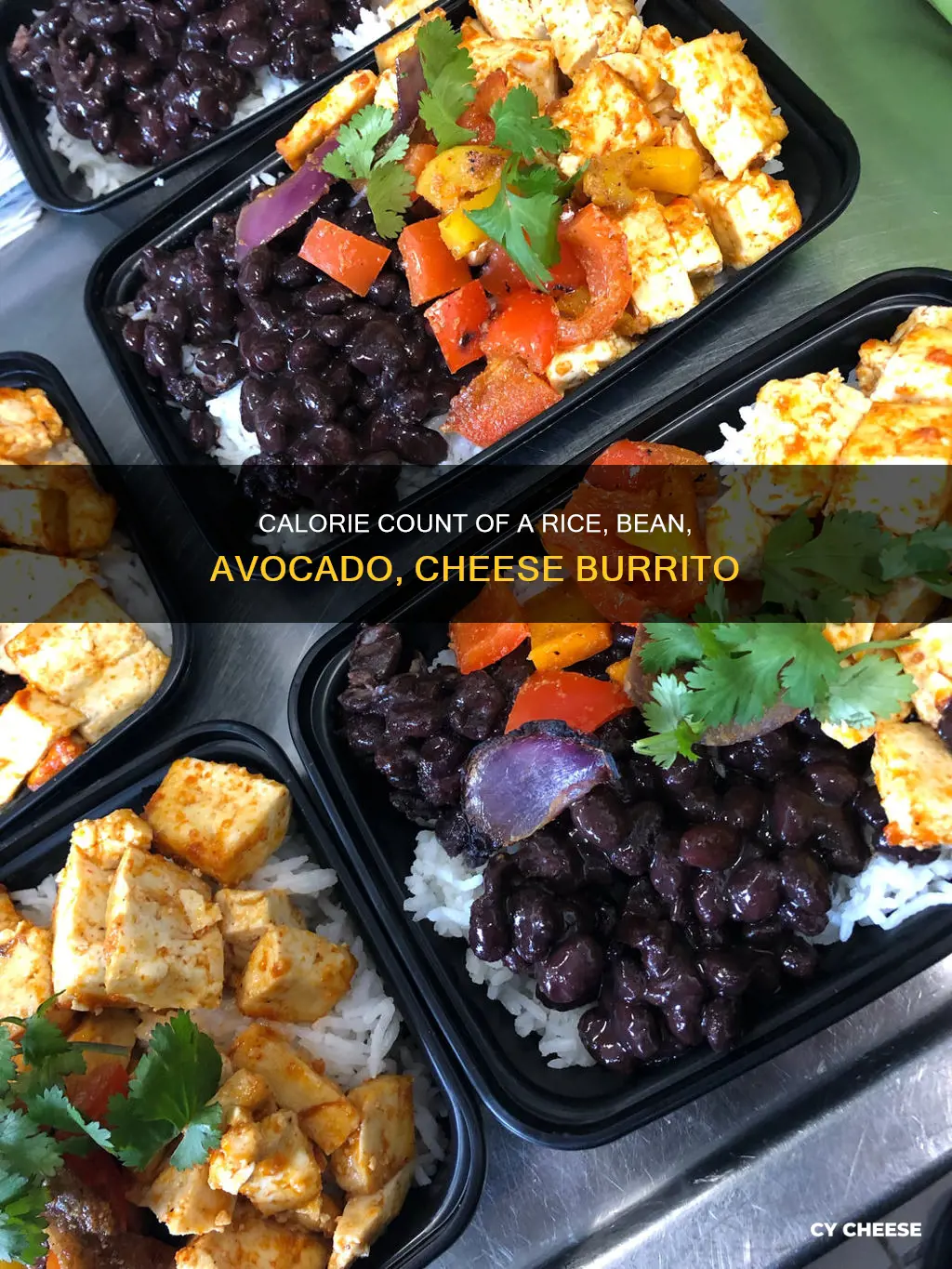 how many calories in a rice bean avacado cheese burrito