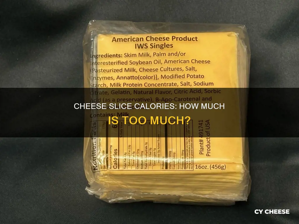 how many calories in a single cheese slice