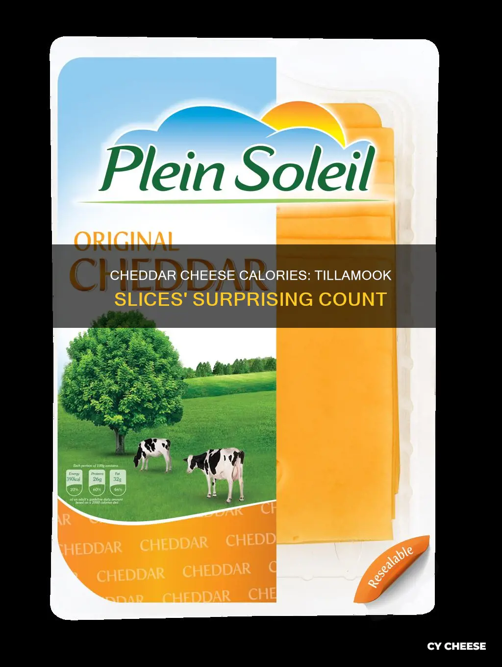 how many calories in a slice of tillamook cheddar cheese
