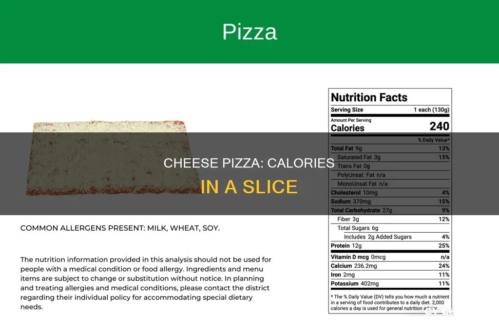 how many calories in a slice of white cheese pizza