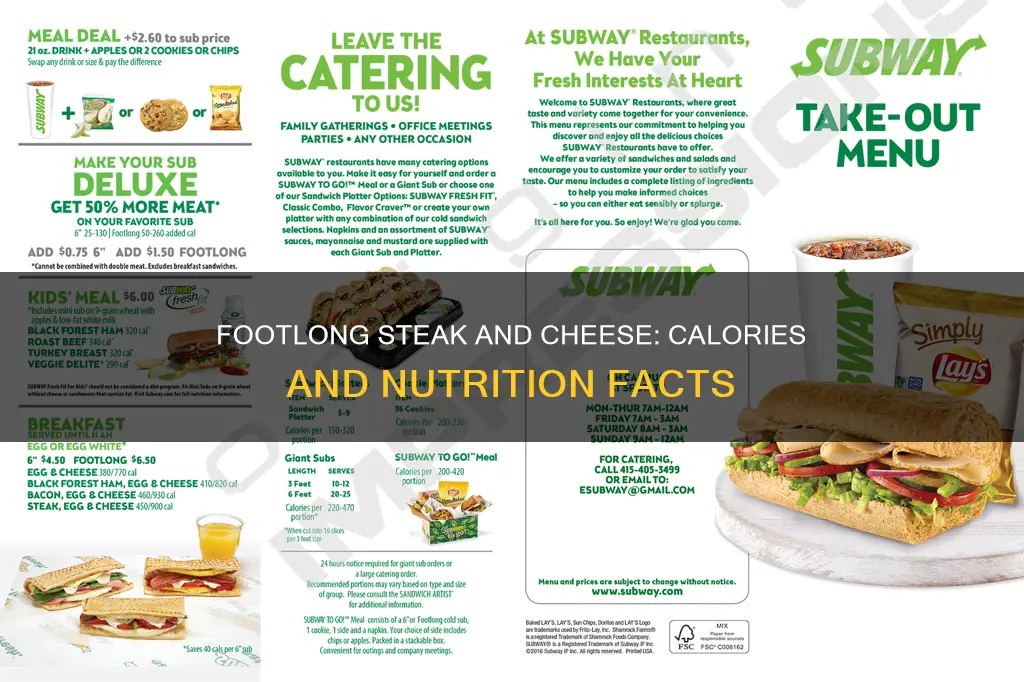 how many calories in a steak and cheese footlong subway