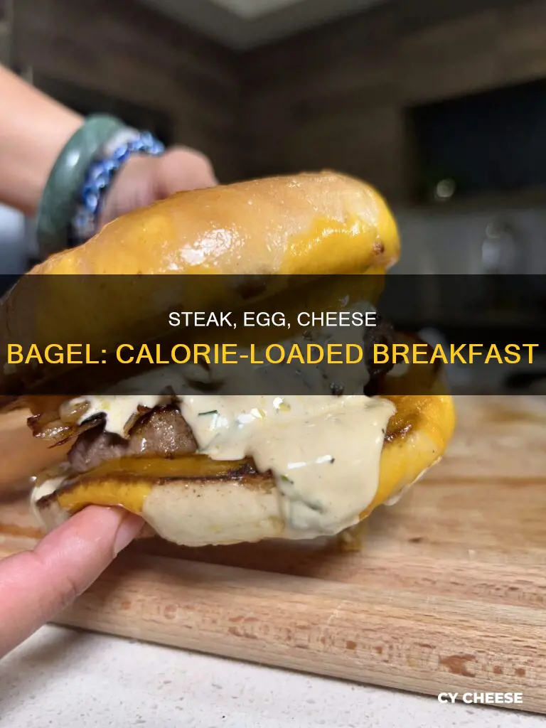 how many calories in a steak egg and cheese bagel
