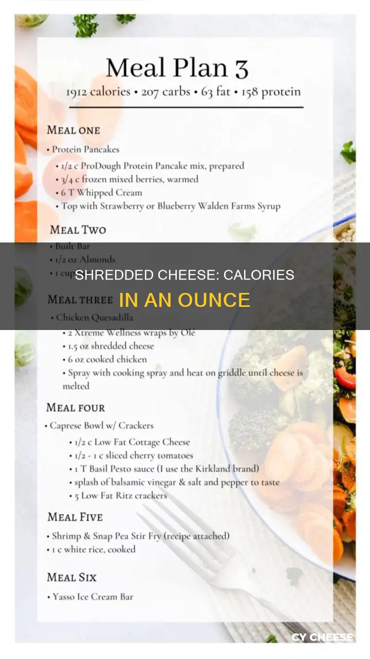 how many calories in an ounce of shredded cheese