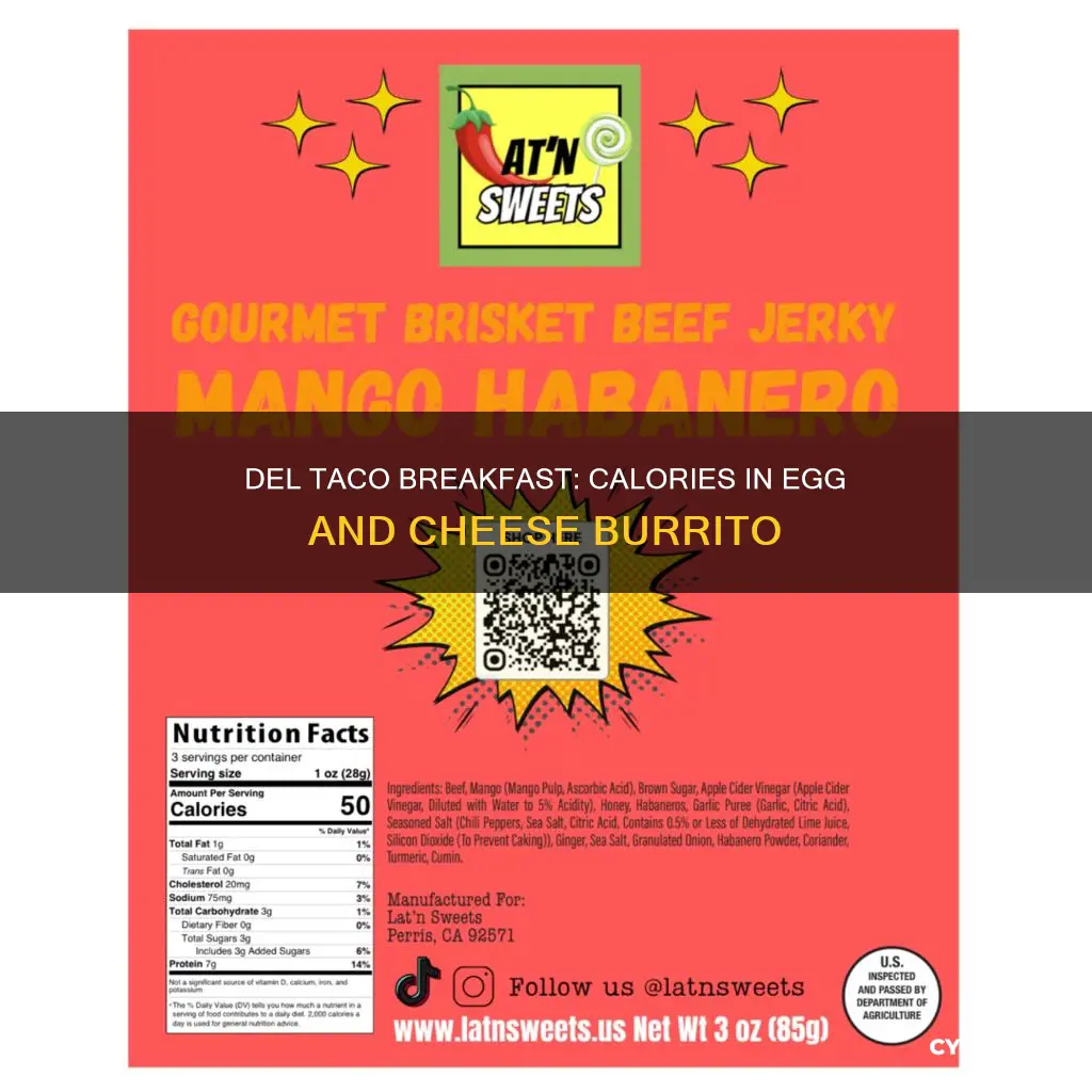 how many calories in del taco egg and cheese burrito