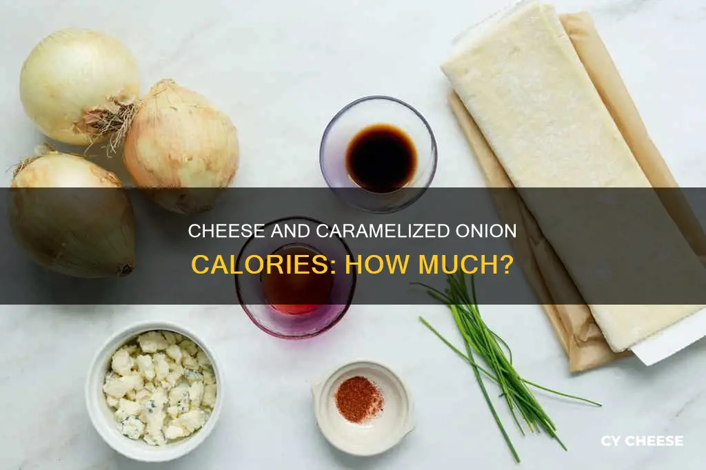 how many calories in deta cheese and caramelized onion