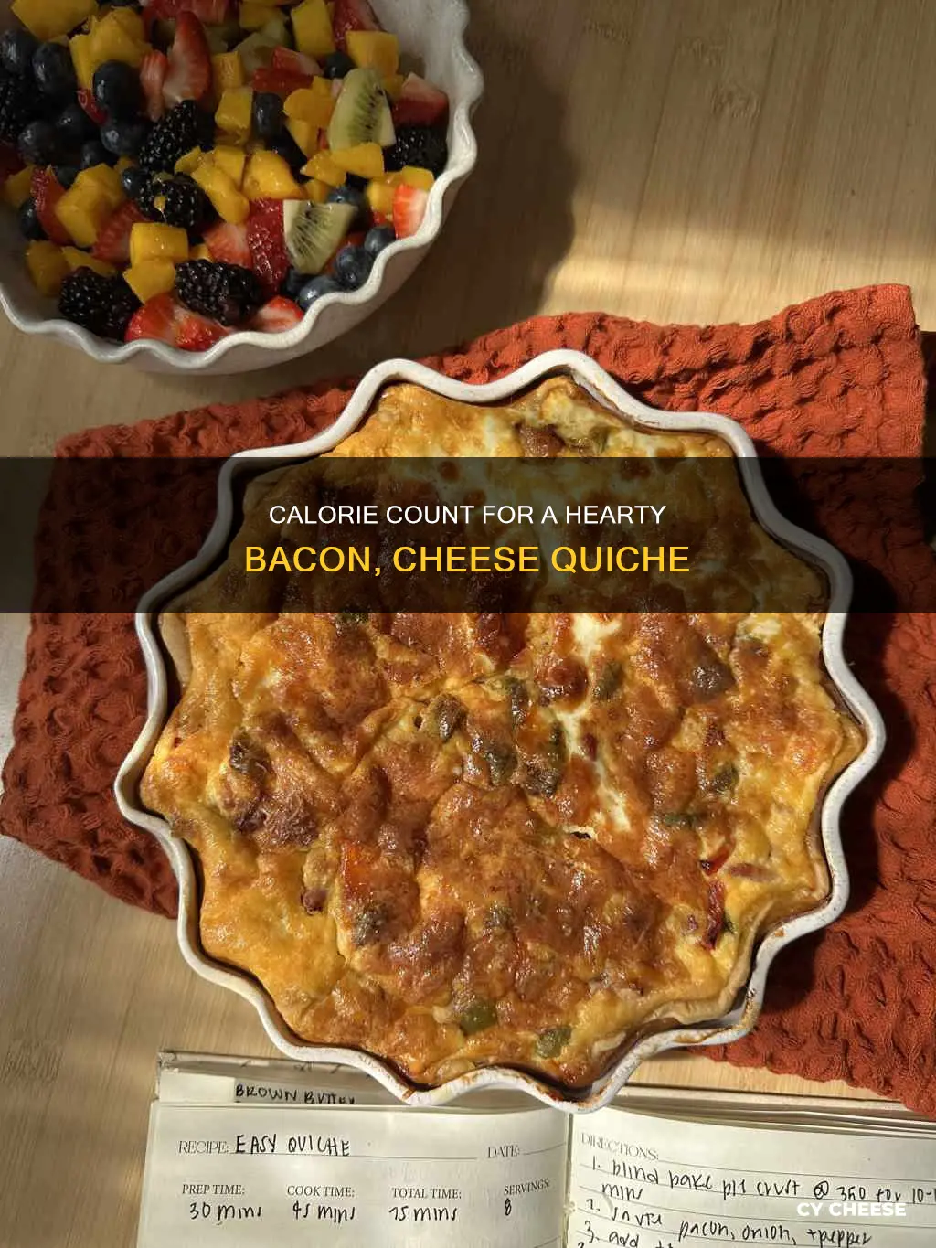 how many calories in homemade bacon and cheese quiche