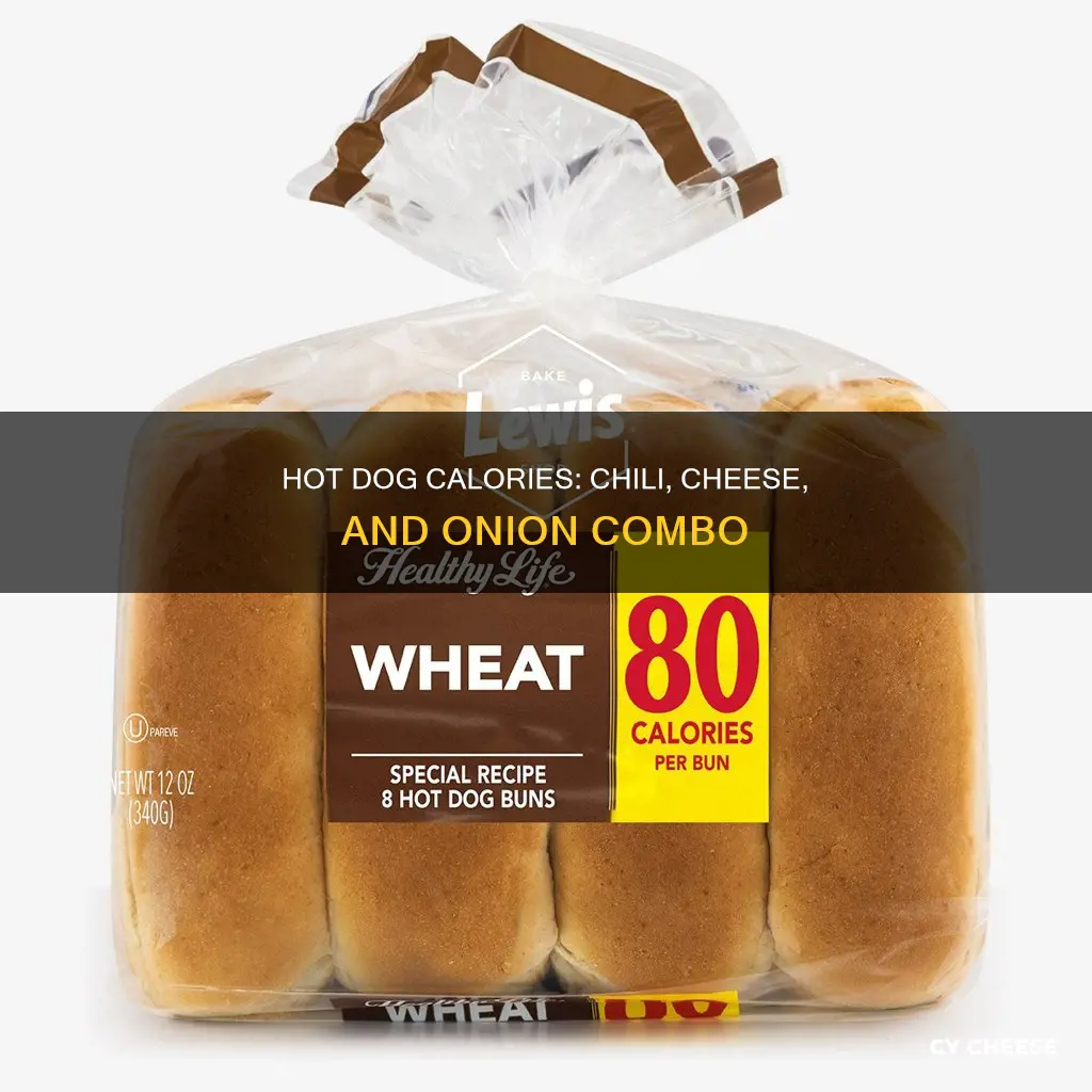 how many calories in one chili cheese onion hot dog