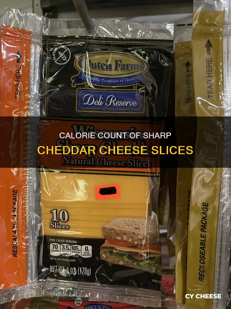 how many calories in one slice of sharp cheddar cheese