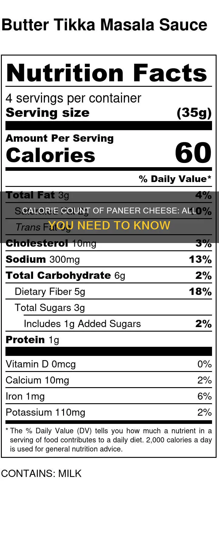 how many calories in paneer cheese