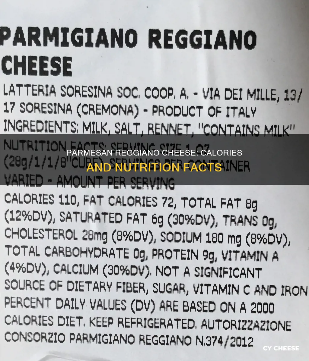 how many calories in parmesan reggiano cheese