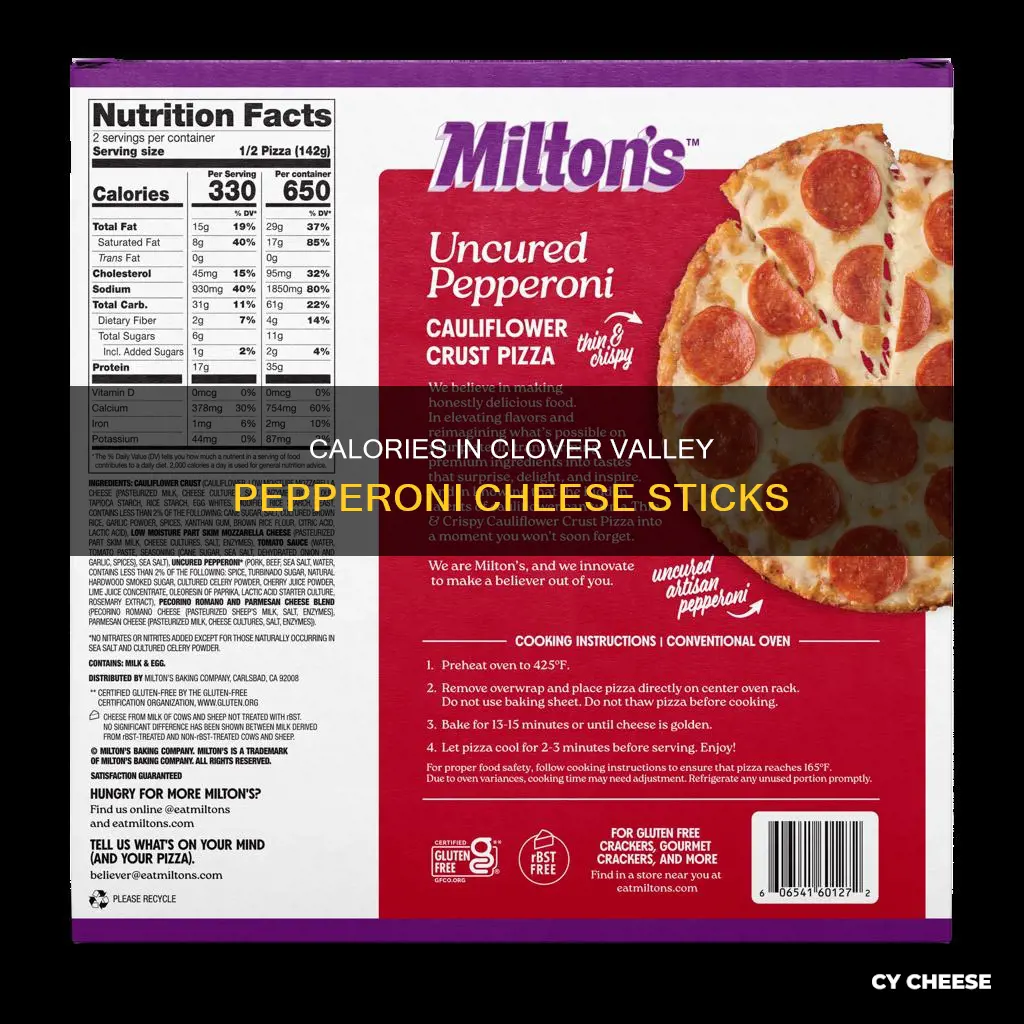how many calories in pepperoni cheese stick clover valley
