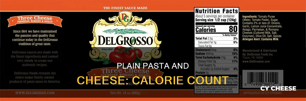 how many calories in plain pasta and cheese