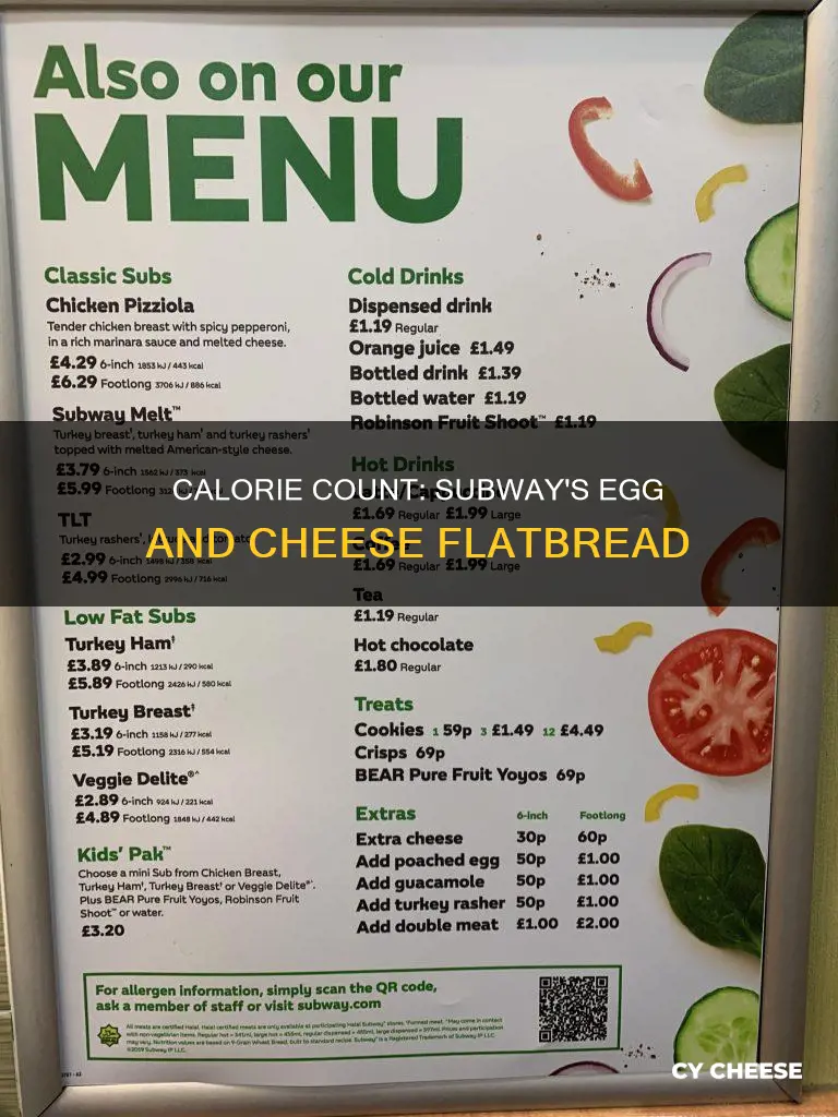 how many calories in subway egg and cheese flatbread