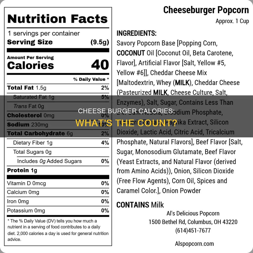 how many calories in the average cheese burger
