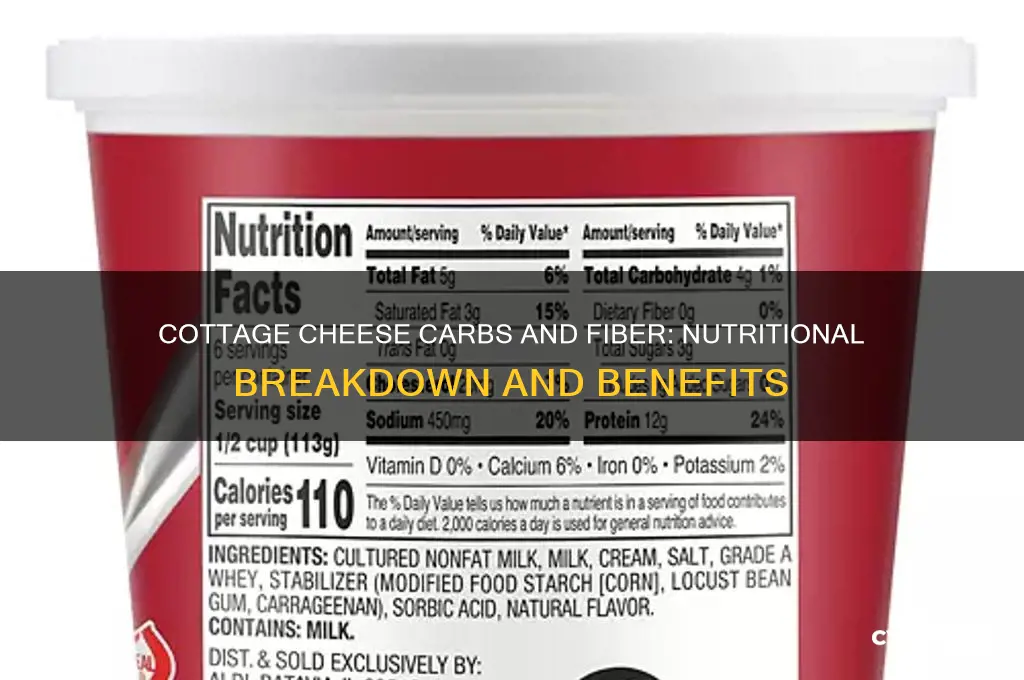 how many carbs and fiber in cottage cheese