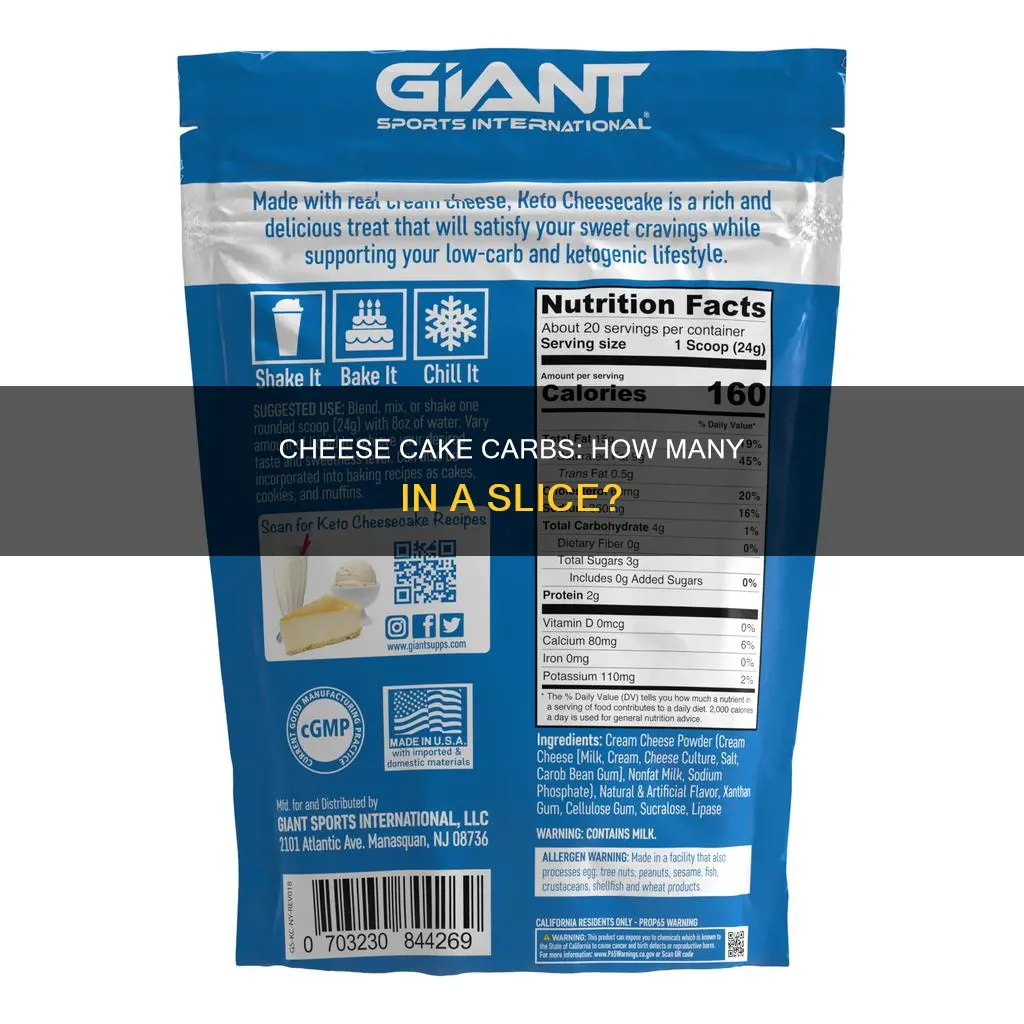 how many carbs are in a slice of cheese cake