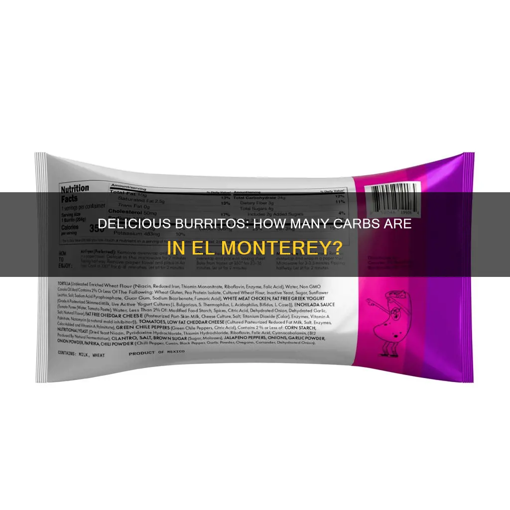 how many carbs el monterey frozen bean & cheese burritos