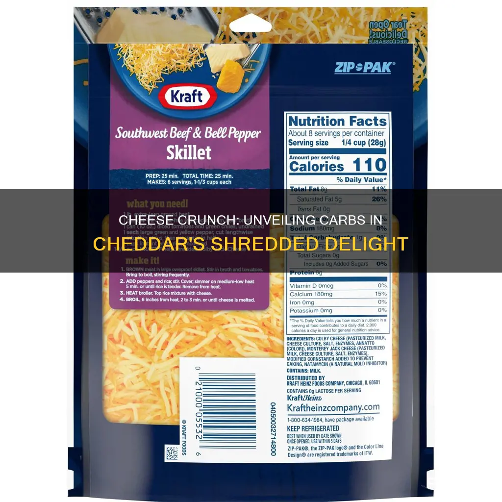 how many carbs in 1 2 cup shredded cheddar cheese